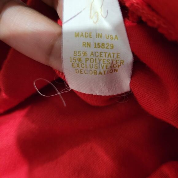 Vintage Bill Tice Robe Red Velour Housecoat Velvet Loungewear Caftan Size Medium - Picture 15 of 16